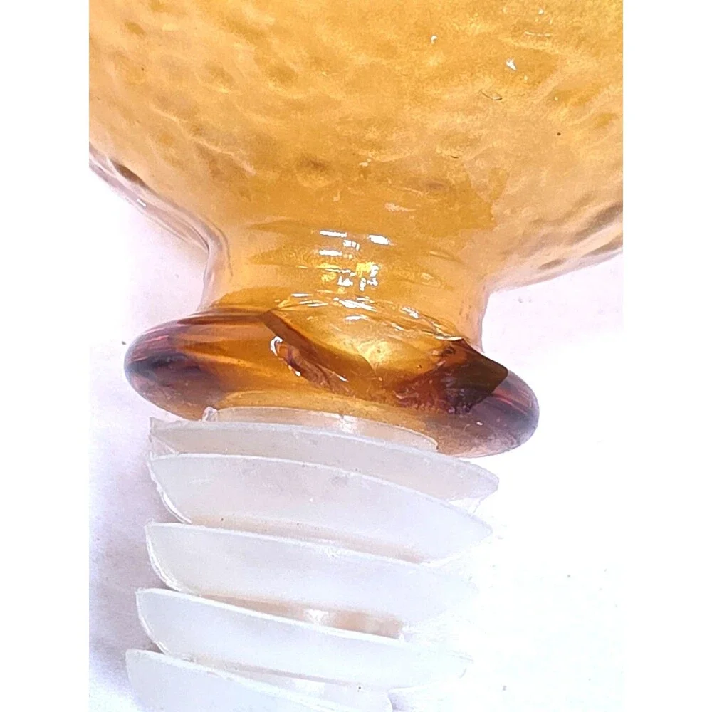 MCM Vintage Amber Glass Genie Bottle Italian Empoli Chemist Decanter 60s READ